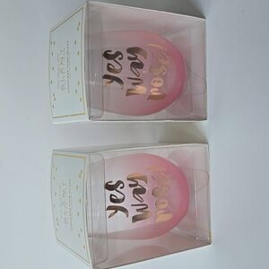 Set Of TWO Pink Stemless Wine Glasses - Yes Way Rosé - New - 20 oz